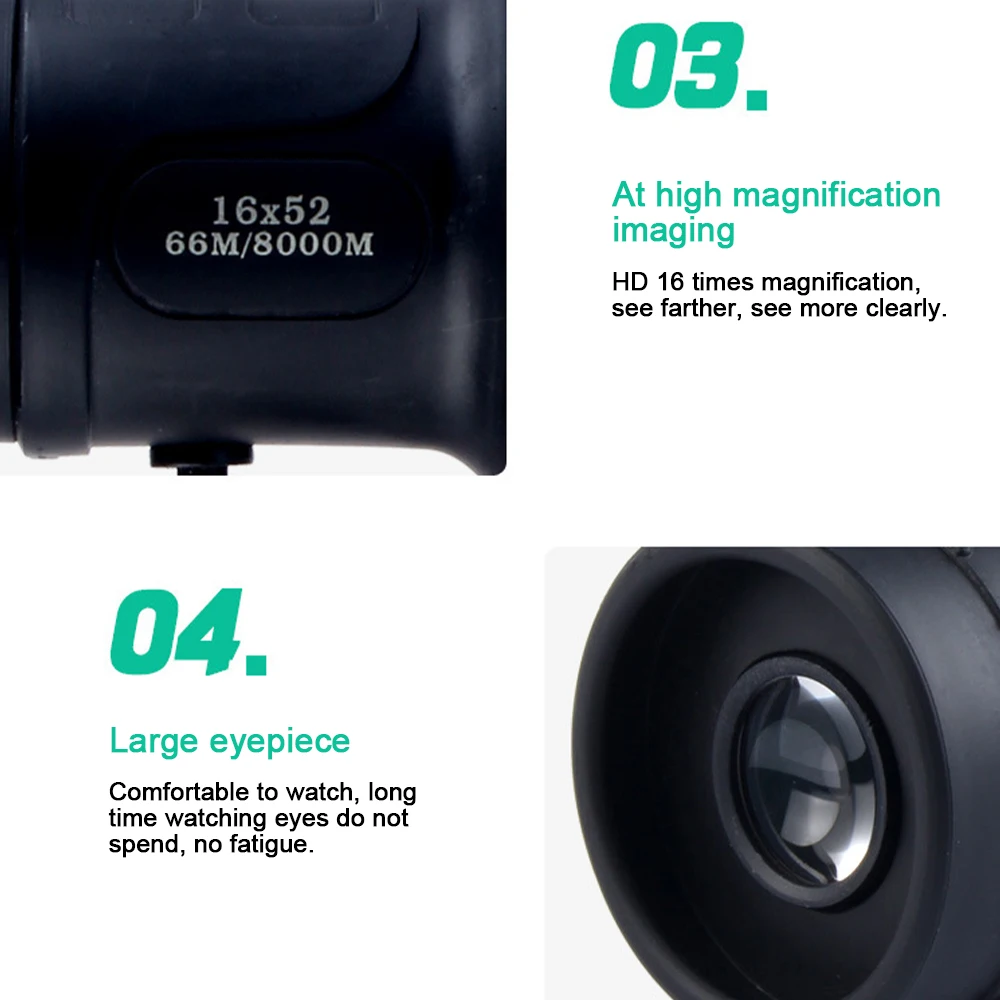 16x52 Monocular Telescope HD BAK4 Monocular Scope with Smartphone Holder Adjustable Tripod for Terrain/ Wildlife Observation
16x52 Monocular Telescope HD BAK4 Monocular Scope with Smartphone Holder Adjustable Tripod for Terrain/ Wildlife Observation