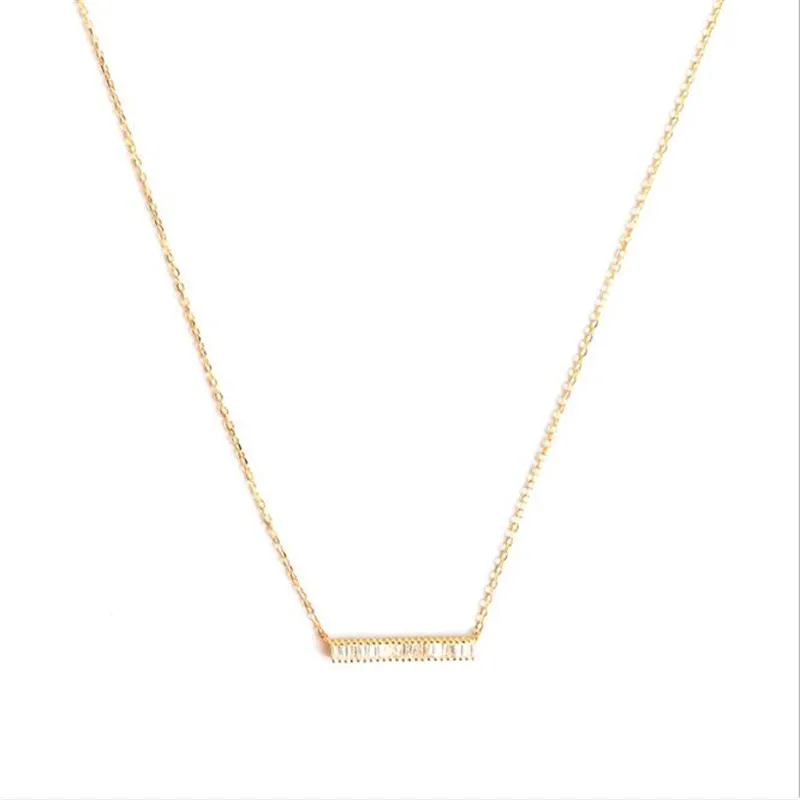 

YIKUF88 Japanese light luxury s925 silver plating 18k gold Women Necklace diamond-studded clavicle chain zircon long strip full