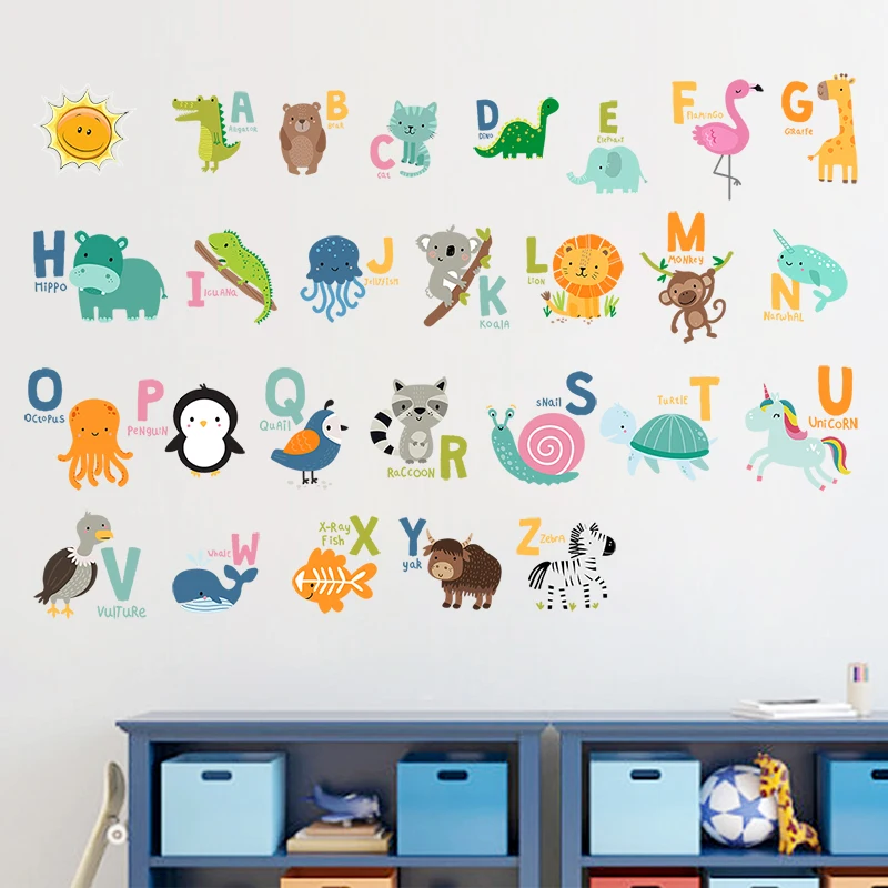 English Letters Wall Stickers Cartoon Animals Kids Rooms Learning Tools A~Z Alphabet Decal Wall Decal Art Poster Mural Decor
English Letters Wall Stickers Cartoon Animals Kids Rooms Learning Tools A~Z Alphabet Decal Wall Decal Art Poster Mural Decor