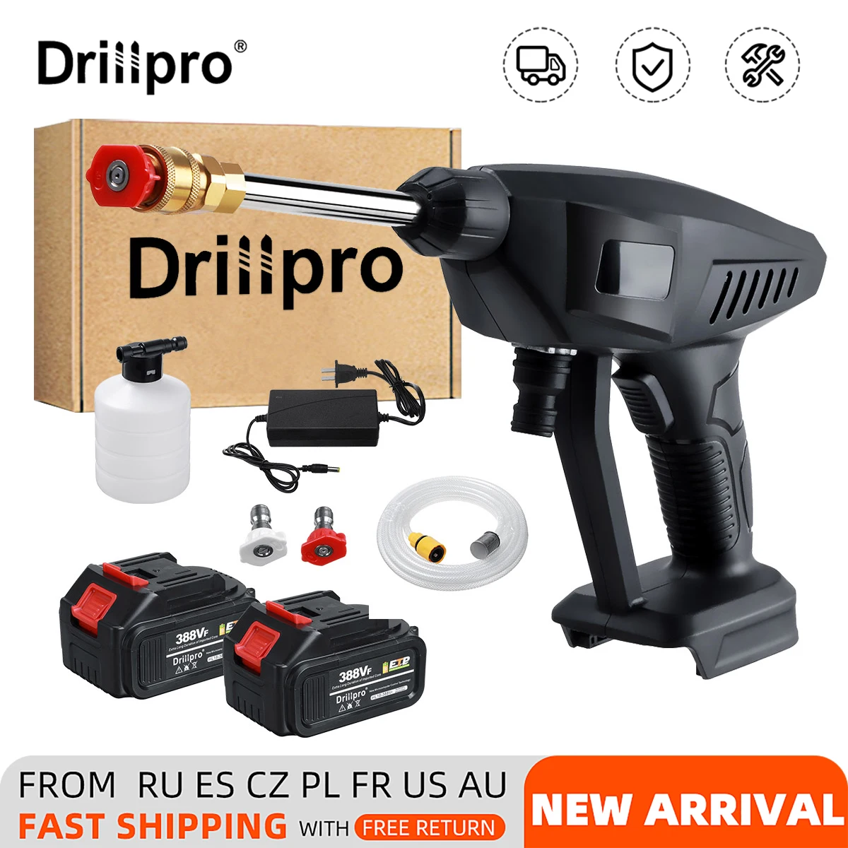 388vf Cordless High Pressure Electric Car Wash Water Spay Gun Washer Foam Generator Tools Li Battery Adapt to Makita 18V Battery
388vf Cordless High Pressure Electric Car Wash Water Spay Gun Washer Foam Generator Tools Li Battery Adapt to Makita 18V Battery