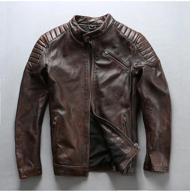 Biker Mens Male Casual Genuine Cow Stand Collar Motorcycle Jacket Fashion Zipper Real leather Coat
Biker Mens Male Casual Genuine Cow Stand Collar Motorcycle Jacket Fashion Zipper Real leather Coat