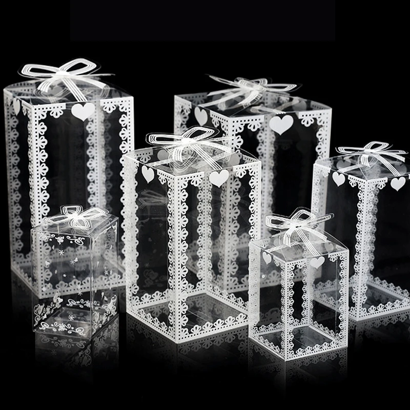 

50pcs New Clear PVC Box Packing Wedding/Christmas Favor Cake Packaging Chocolate Candy Dragee Apple Gift Event Transparent Box