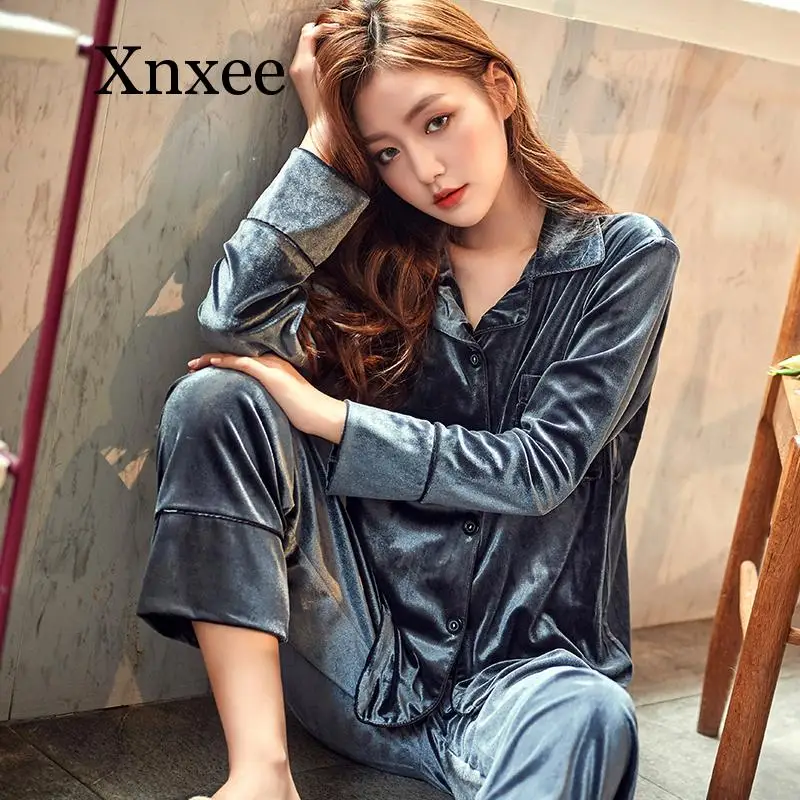 Oversized Sexy Couple Gift Girlfriend high quality 2020 new Autumn Winter Warm Pajama Set Women Deep Gold Velvet Homewear 
Oversized Sexy Couple Gift Girlfriend high quality 2020 new Autumn Winter Warm Pajama Set Women Deep Gold Velvet Homewear