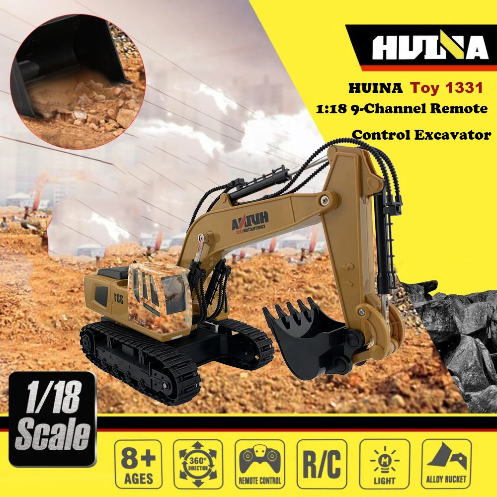 Игрушечный экскаватор Huina 1331 1/18 2 4g 6-канальный Радиоуправляемый инженерный