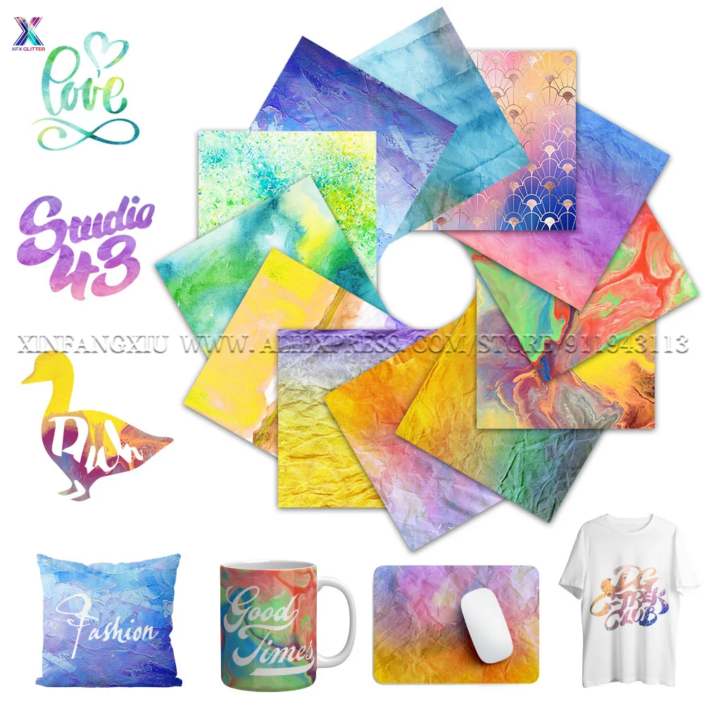 XFX Watercolor Infusible Transfer Ink 1 Pcs 12x12" Sublimation Paper Infusable Heat Transfer Vinyl for Mug Press T-Shirts Bags
XFX Watercolor Infusible Transfer Ink 1 Pcs 12x12" Sublimation Paper Infusable Heat Transfer Vinyl for Mug Press T-Shirts Bags