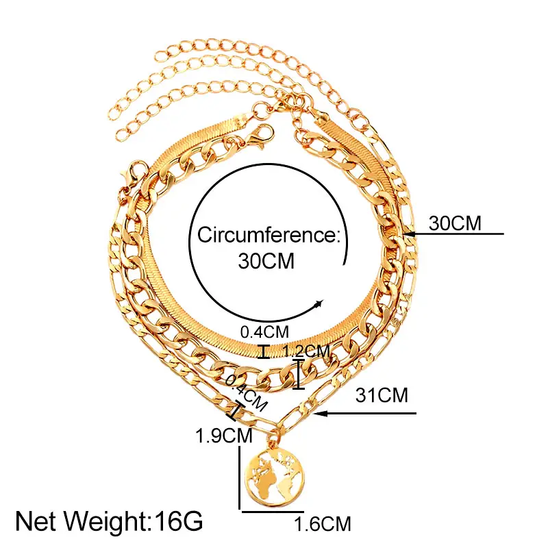 3pcs/set Gold Silver Color World Map Anklets For Women Bohemian Multilayer Anklet On Leg Fashion Beach Jewelry Foot Accessories
3pcs/set Gold Silver Color World Map Anklets For Women Bohemian Multilayer Anklet On Leg Fashion Beach Jewelry Foot Accessories