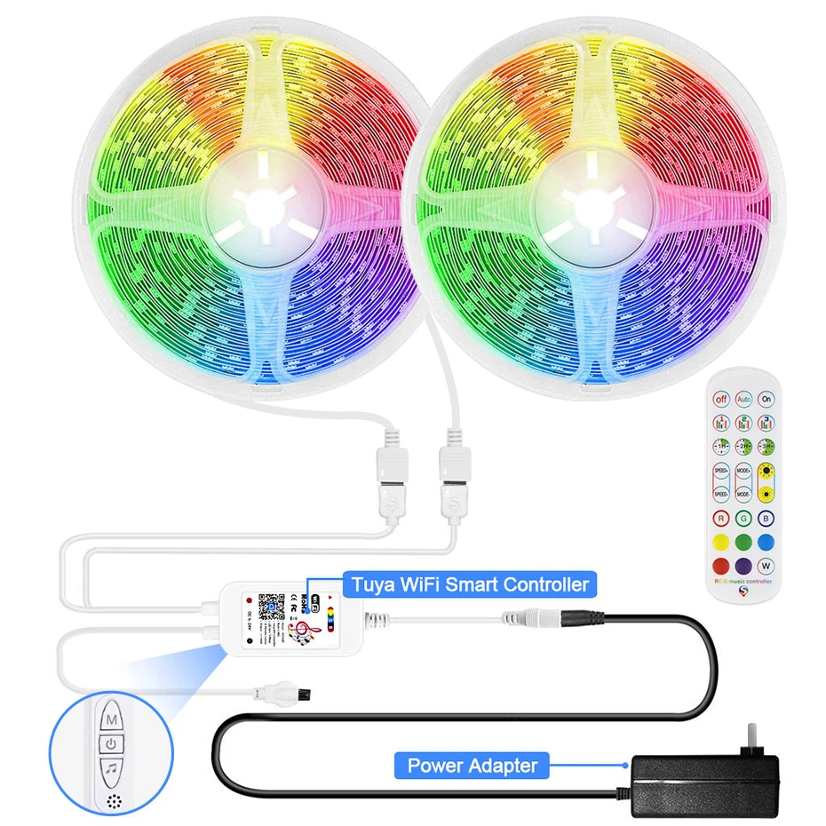 5M 10M RGB Tuya LED Strip Lights SMD 5050 WiFi Smart Bluetooth Control LED Light Strip With Music Suitable Decoration
5M 10M RGB Tuya LED Strip Lights SMD 5050 WiFi Smart Bluetooth Control LED Light Strip With Music Suitable Decoration