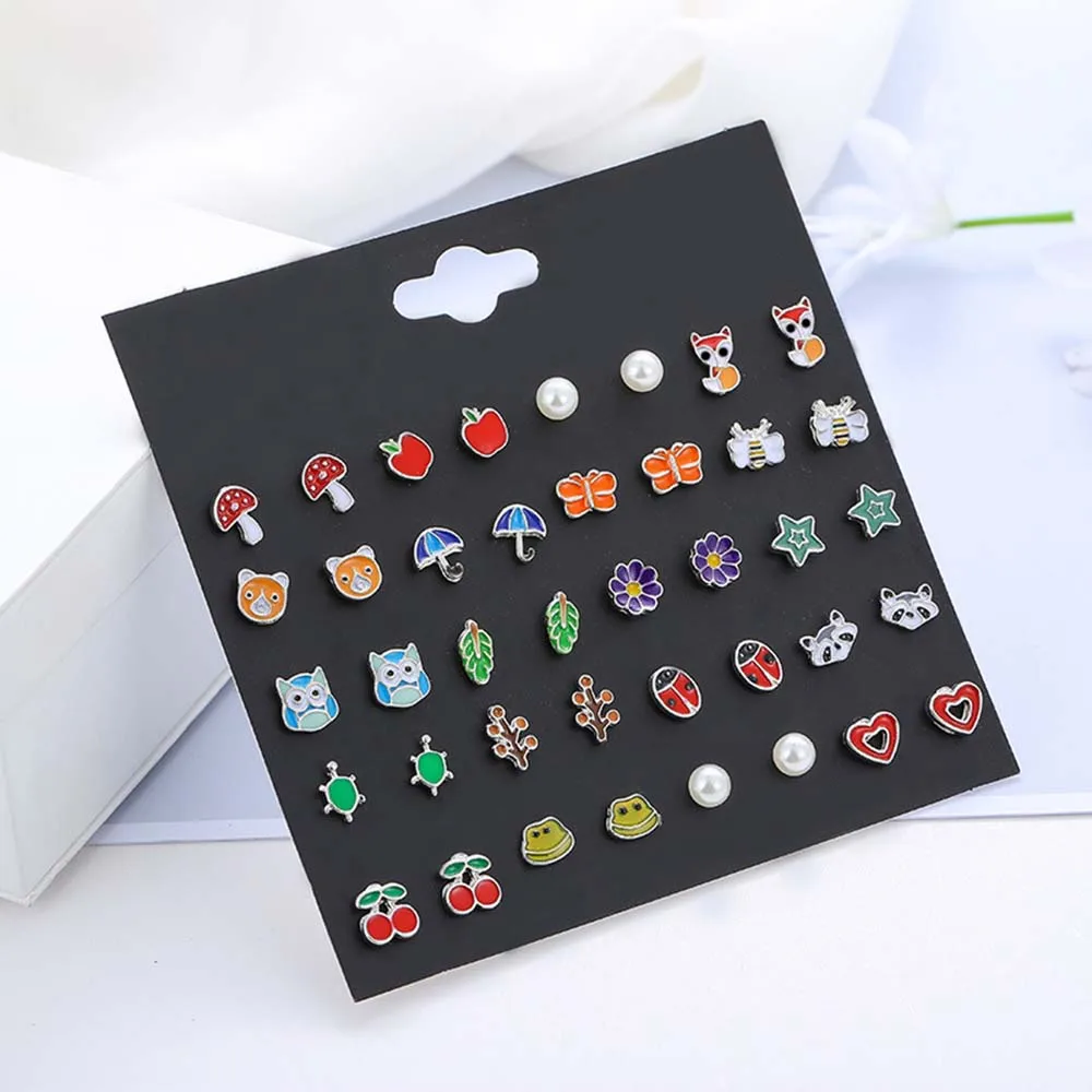 20pairs/set Cute Fruit Animal Flower Ear Stud Earrings For Women Kids Girls Fashion Jewelry Gift
20pairs/set Cute Fruit Animal Flower Ear Stud Earrings For Women Kids Girls Fashion Jewelry Gift