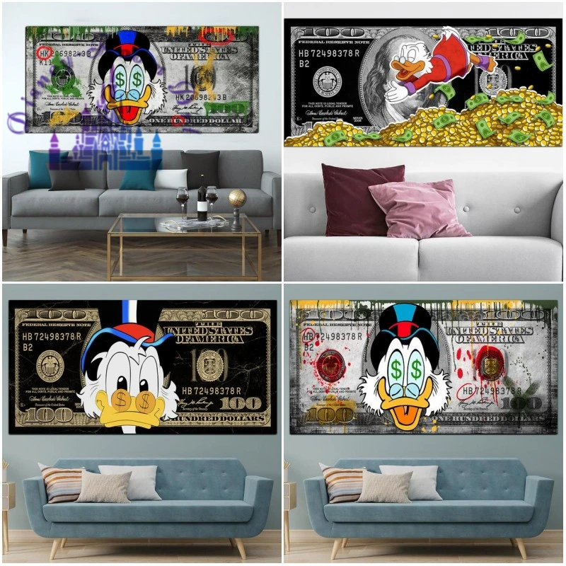 Disney Скрудж макдак Дональд Дак мультфильм Wall Art вдохновляющие холст для живописи