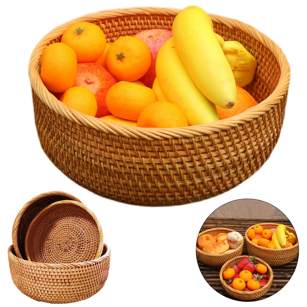 Handwoven Rattan Fruit Basket Round Food Container Wicker Basket Picnic Serving Tray Storage Basket Bread Kitchen Organizer
Handwoven Rattan Fruit Basket Round Food Container Wicker Basket Picnic Serving Tray Storage Basket Bread Kitchen Organizer