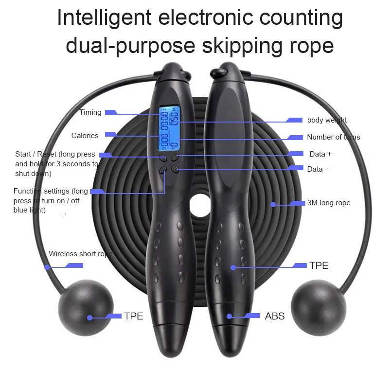 Digital Jump Rope Counting Timekeeping Jumping Rope Calorie Counter for Indoor and Outdoor Fitness FEA889
Digital Jump Rope Counting Timekeeping Jumping Rope Calorie Counter for Indoor and Outdoor Fitness FEA889