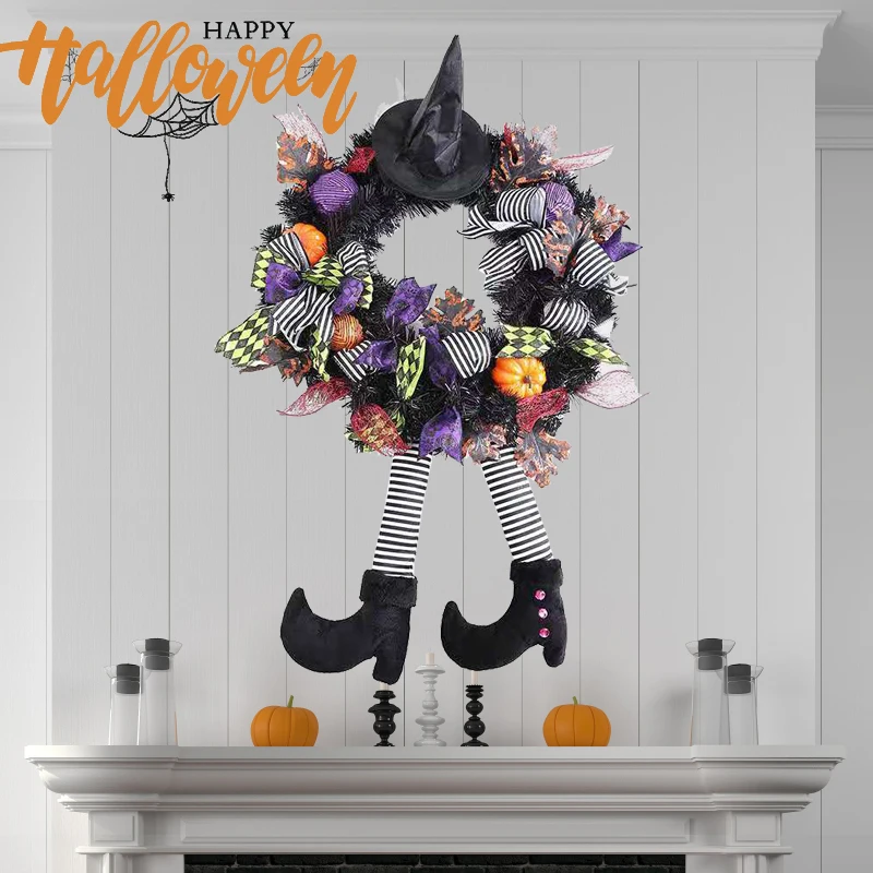 Witch Halloween Wreath Unique Door Wreath with Hat Legs Pumpkin Halloween Decorations for Outdoor Christmas Party Pendant
Witch Halloween Wreath Unique Door Wreath with Hat Legs Pumpkin Halloween Decorations for Outdoor Christmas Party Pendant