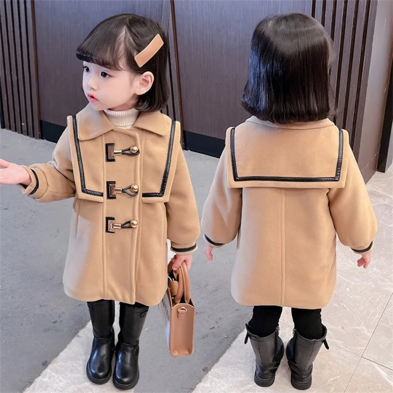 Girls Wool Coat Jacket Overcoat 2021 Khaki Warm Thicken Plus Velvet Winter Autumn Cotton Cashmere Kids Children's Clothing
Girls Wool Coat Jacket Overcoat 2021 Khaki Warm Thicken Plus Velvet Winter Autumn Cotton Cashmere Kids Children's Clothing