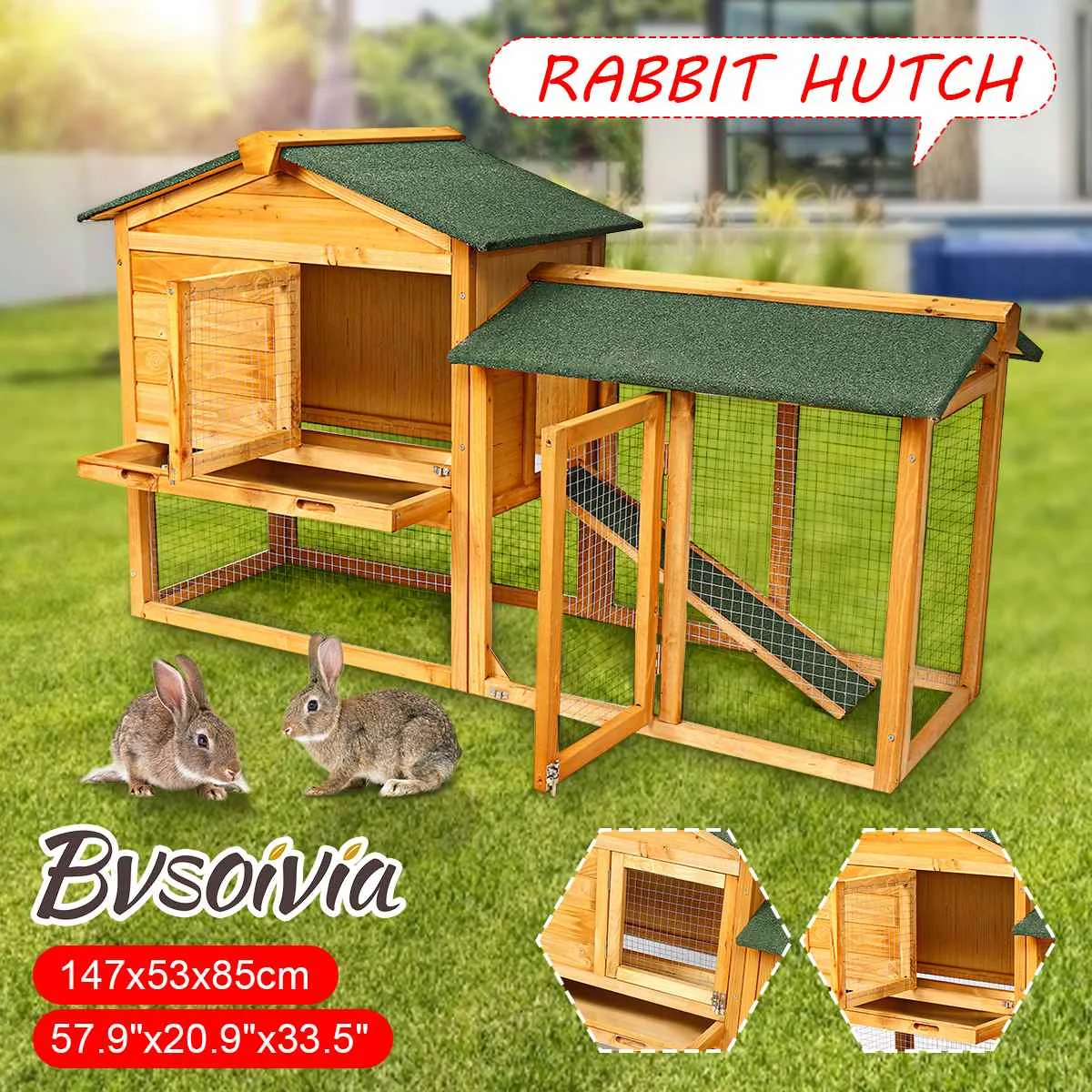Wooden Rabbit Hutch Chicken Coop Hen Pet House Poultry Cage Wood Color 2 Layer Safe Animal House Large Open Shelter Outdoor
Wooden Rabbit Hutch Chicken Coop Hen Pet House Poultry Cage Wood Color 2 Layer Safe Animal House Large Open Shelter Outdoor