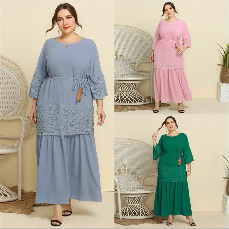 Women Spring Autumn Long Dress Lace Patchwork Loose Plus Size Party Evening Abaya Muslim Turkish Middle East Kaftan Turkish New
Women Spring Autumn Long Dress Lace Patchwork Loose Plus Size Party Evening Abaya Muslim Turkish Middle East Kaftan Turkish New