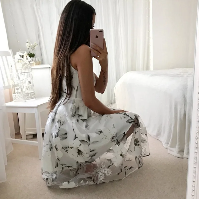 SWEETKAMASummer Strap Sexy V Neck Print Suspender Tulle Perspective Backless High Waist Party Big Swing Maxi Dress Women
SWEETKAMASummer Strap Sexy V Neck Print Suspender Tulle Perspective Backless High Waist Party Big Swing Maxi Dress Women