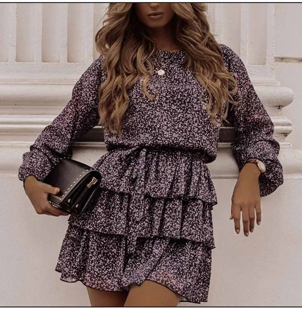 Women Floral Print Dress Elegant Lantern Sleeve Casual Ruffles Dress Office Lady Purple Black Dress Mini Party Vestidos 2020
Women Floral Print Dress Elegant Lantern Sleeve Casual Ruffles Dress Office Lady Purple Black Dress Mini Party Vestidos 2020