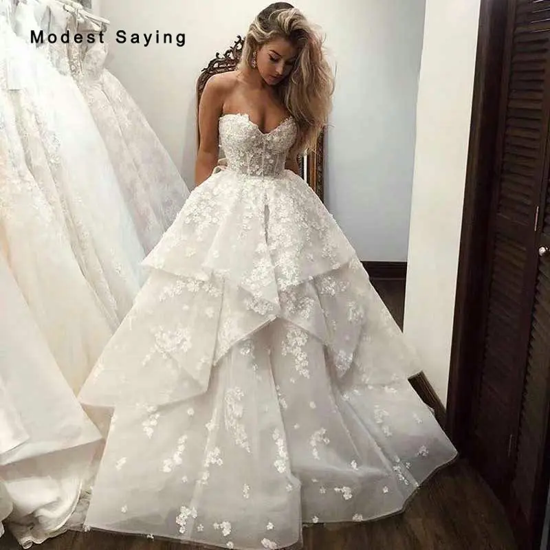 Sexy Sheer Bodice Ivory Ball Gown Sweetheart Lace Wedding Dresses 2020 Spring Ruffled Organza Bridal Gowns vestidos de noiva
Sexy Sheer Bodice Ivory Ball Gown Sweetheart Lace Wedding Dresses 2020 Spring Ruffled Organza Bridal Gowns vestidos de noiva