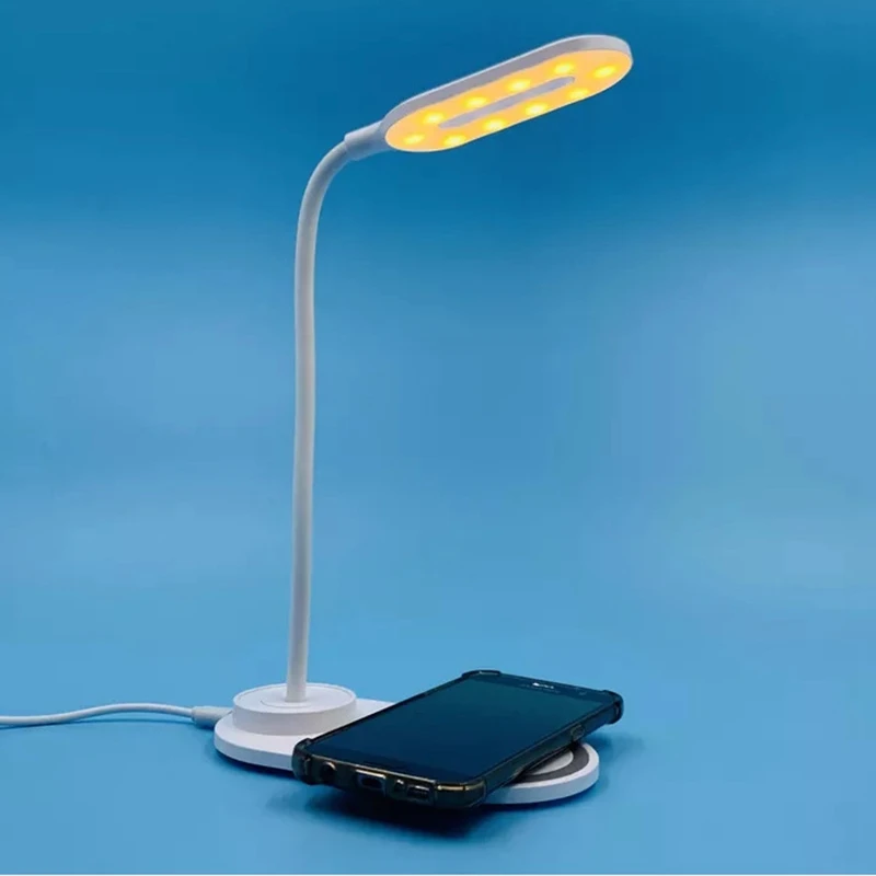 Quick Wireless Charging LED Table Desk Lamp Portable Eye Protect 360 Degree Flexible Press Control Night Light - White
Quick Wireless Charging LED Table Desk Lamp Portable Eye Protect 360 Degree Flexible Press Control Night Light - White