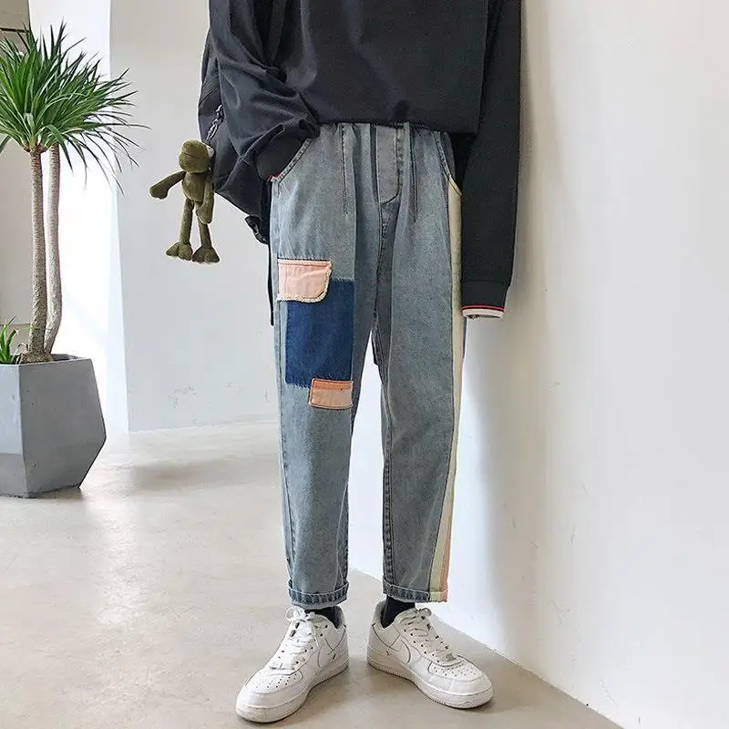 Stitching Jeans Women's Loose Straight Tube Retro Hong Kong Style Student Korean Net Red Same Color Contrast Casual Quarter
Stitching Jeans Women's Loose Straight Tube Retro Hong Kong Style Student Korean Net Red Same Color Contrast Casual Quarter