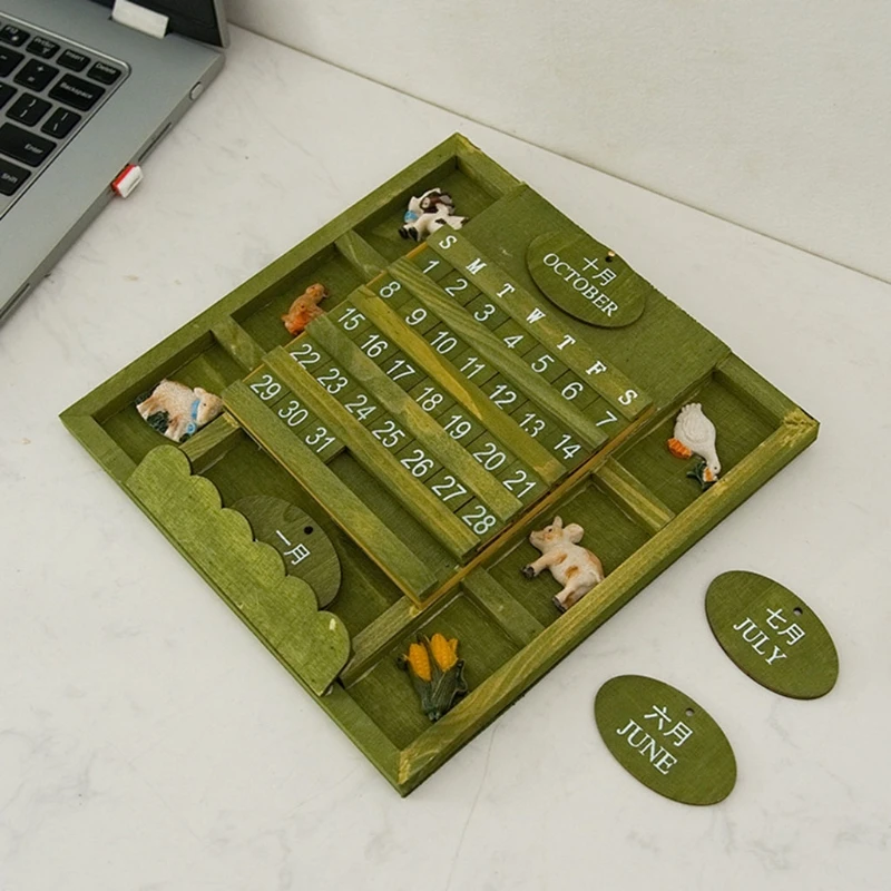 27RA Creative Cartoon Farm Style Calendar Perpetual Wood Calendar For Home Kitchen
27RA Creative Cartoon Farm Style Calendar Perpetual Wood Calendar For Home Kitchen