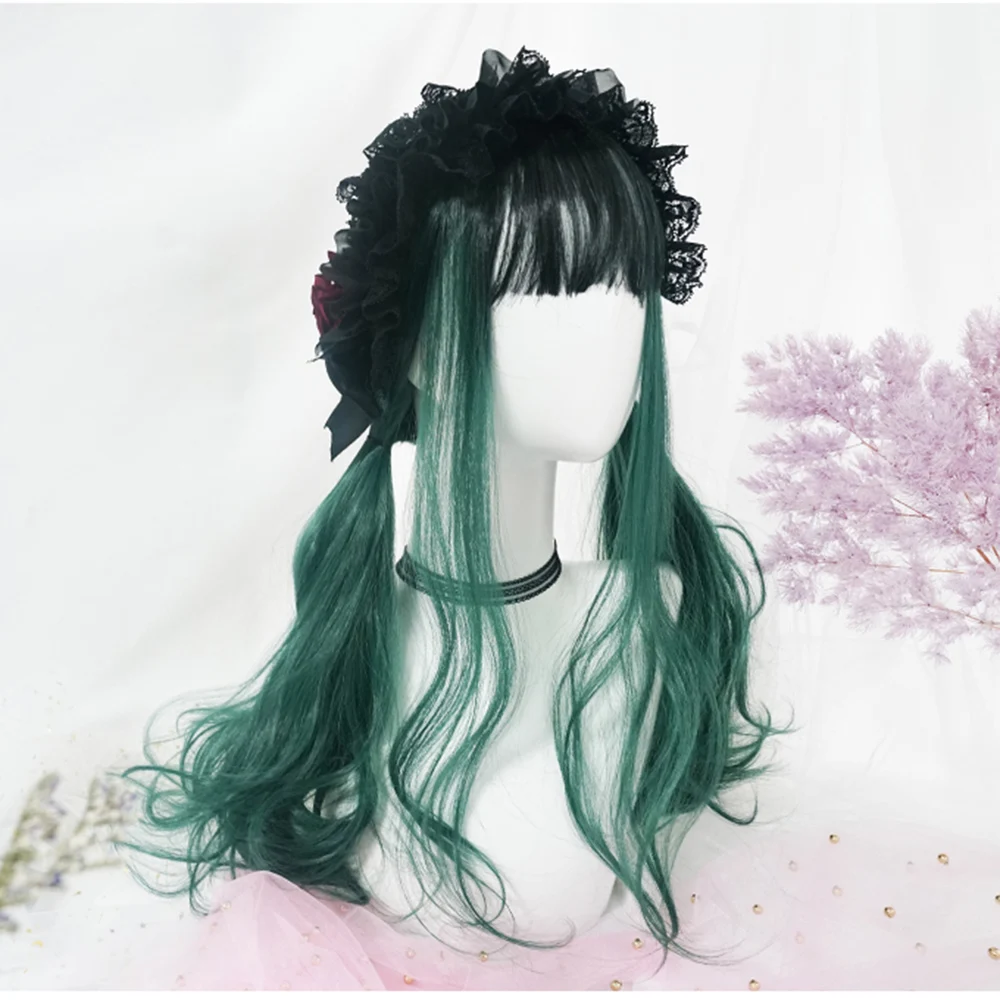 CosplayMix 67CM Halloween Lolita Girls Cute Long Wavy Fluffy Black Mix Green Ombre Bangs Party Synthetic Hair Cosplay Wig+Cap
CosplayMix 67CM Halloween Lolita Girls Cute Long Wavy Fluffy Black Mix Green Ombre Bangs Party Synthetic Hair Cosplay Wig+Cap