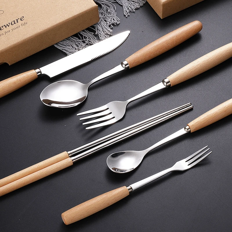 2/3/4pcs/set Tableware Stainless Steel Fork Spoon Chopsticks Cutlery Wood Handle Flatware Kitchen Utensils Dinnerware Set
2/3/4pcs/set Tableware Stainless Steel Fork Spoon Chopsticks Cutlery Wood Handle Flatware Kitchen Utensils Dinnerware Set