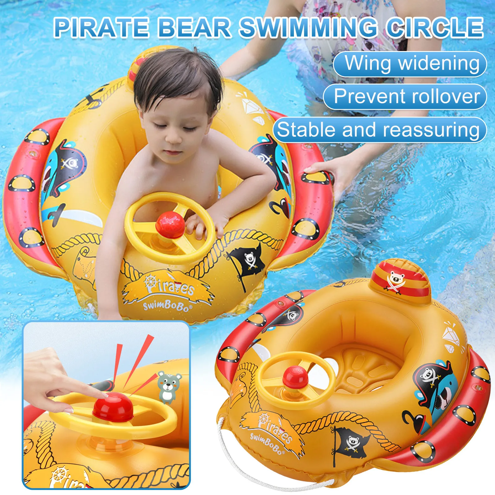 Baby Swim Ring Inflatable Steering Wheel Swim Ring Seat Swimming Float Swim Seat Boat For Baby Kid Toddler Swimming boat toys 
Baby Swim Ring Inflatable Steering Wheel Swim Ring Seat Swimming Float Swim Seat Boat For Baby Kid Toddler Swimming boat toys