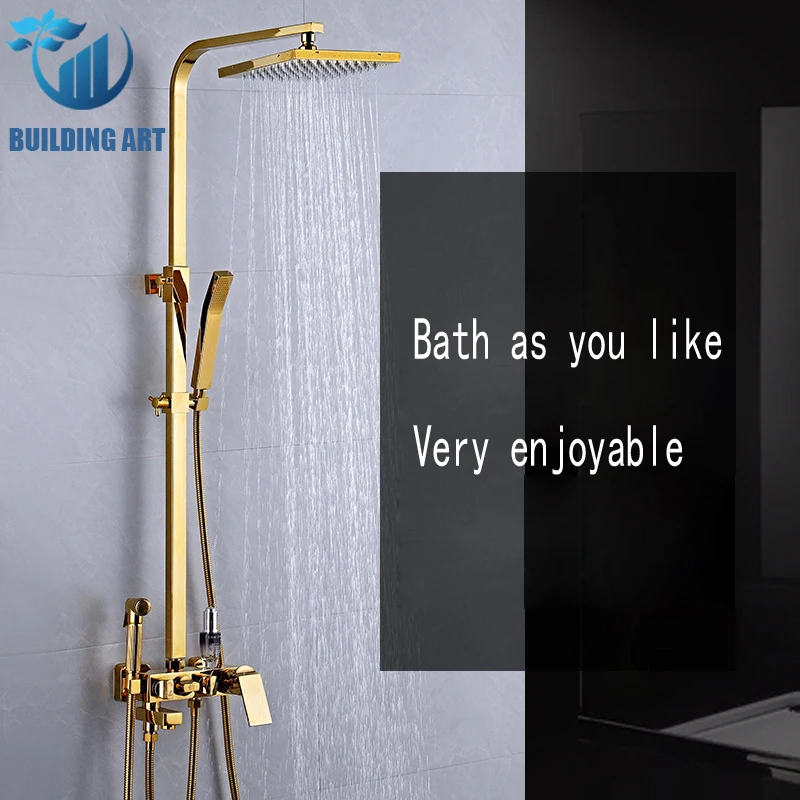 Golden Thermostatic Brass Rain Shower Holder Sets Faucet Bathroom Shower Taps Bidet Faucet Hot/Cold Mixer Shower Crane Faucet
Golden Thermostatic Brass Rain Shower Holder Sets Faucet Bathroom Shower Taps Bidet Faucet Hot/Cold Mixer Shower Crane Faucet