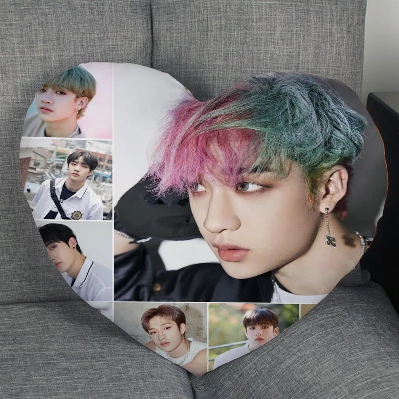 New Bang Chan Stray Kids Pillowcase Heart Shape Satin Fabric Pillow Cover For Home Bedroom Wedding Decorate Pillow Cases 0622 
New Bang Chan Stray Kids Pillowcase Heart Shape Satin Fabric Pillow Cover For Home Bedroom Wedding Decorate Pillow Cases 0622