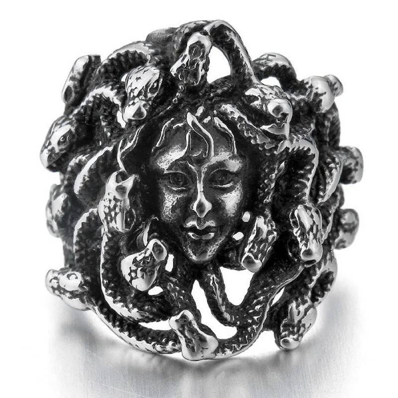 Greek Mythology Medusa Beauty Snake Ring for Men Retro Classic Biker Jewelry Gift
Greek Mythology Medusa Beauty Snake Ring for Men Retro Classic Biker Jewelry Gift