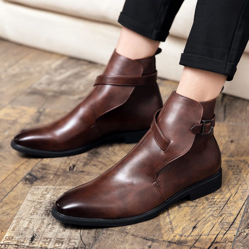 New Men Ankle Boots Leather Shoes Fashion Medallion Pointed Toe Dress Wedding Office Basic Boots Motorcycle Club Shoes Big Size
New Men Ankle Boots Leather Shoes Fashion Medallion Pointed Toe Dress Wedding Office Basic Boots Motorcycle Club Shoes Big Size