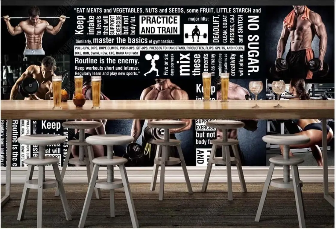 Custom photo wallpaper for walls 3 d Gym mural Large high-definition muscular gym bar background wall papers home decor
Custom photo wallpaper for walls 3 d Gym mural Large high-definition muscular gym bar background wall papers home decor