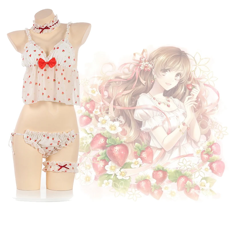 Шифоновое нижнее белье Sweet Lolita с клубничной тематикой, комплект нижнего белья, японское кавайное аниме, косплей, пижама, бюстгальтер, ножки, ...
Шифоновое нижнее белье Sweet Lolita с клубничной тематикой, комплект нижнего белья, японское кавайное аниме, косплей, пижама, бюстгальтер, ножки, ...