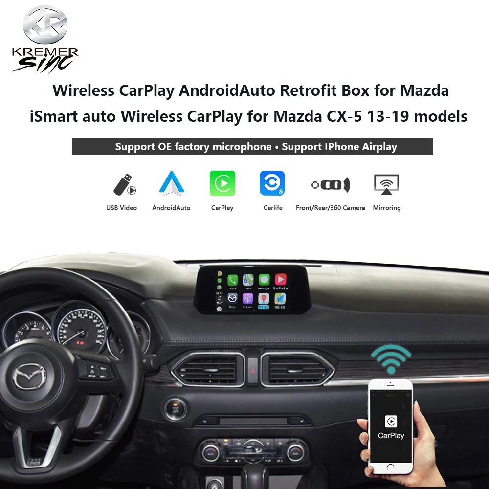 Wireless CarPlay AndroidAuto Retrofit Box for Mazda iSmart auto Wireless CarPlay for Mazda CX5 13-19 model Mirroring Siri Google
Wireless CarPlay AndroidAuto Retrofit Box for Mazda iSmart auto Wireless CarPlay for Mazda CX5 13-19 model Mirroring Siri Google