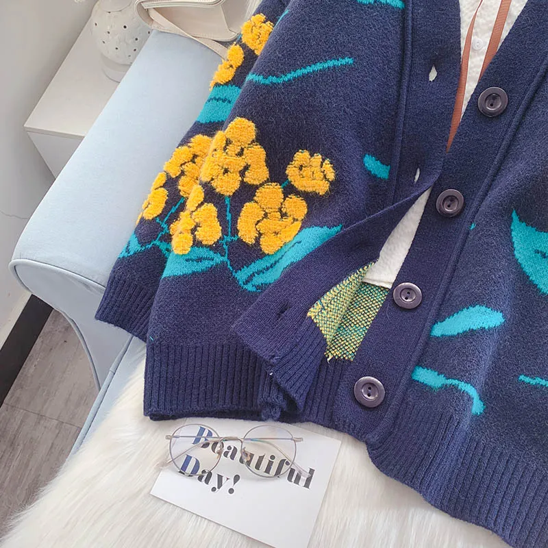 Korean Floral Pattern 2021 Spring Autumn Knitted Sweaters Women Vintage Thick Single Breasted Cardigan Coat Loose Outwear Tops
Korean Floral Pattern 2021 Spring Autumn Knitted Sweaters Women Vintage Thick Single Breasted Cardigan Coat Loose Outwear Tops