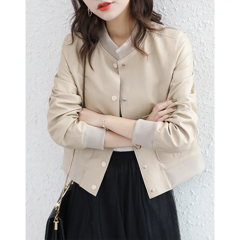 SHZQ Sheep Leather Leather Short Jacket Loose Coat Casual Korean 2021 New Spring and Autumn Women's Fashion
SHZQ Sheep Leather Leather Short Jacket Loose Coat Casual Korean 2021 New Spring and Autumn Women's Fashion