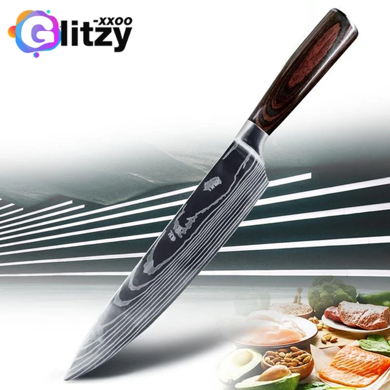 Kitchen Knife Chef Japanese Set 7CR17 440C High Carbon Stainless Steel Meat Cleaver Slicer Santoku Tools Damascus Drawing Gyuto
Kitchen Knife Chef Japanese Set 7CR17 440C High Carbon Stainless Steel Meat Cleaver Slicer Santoku Tools Damascus Drawing Gyuto