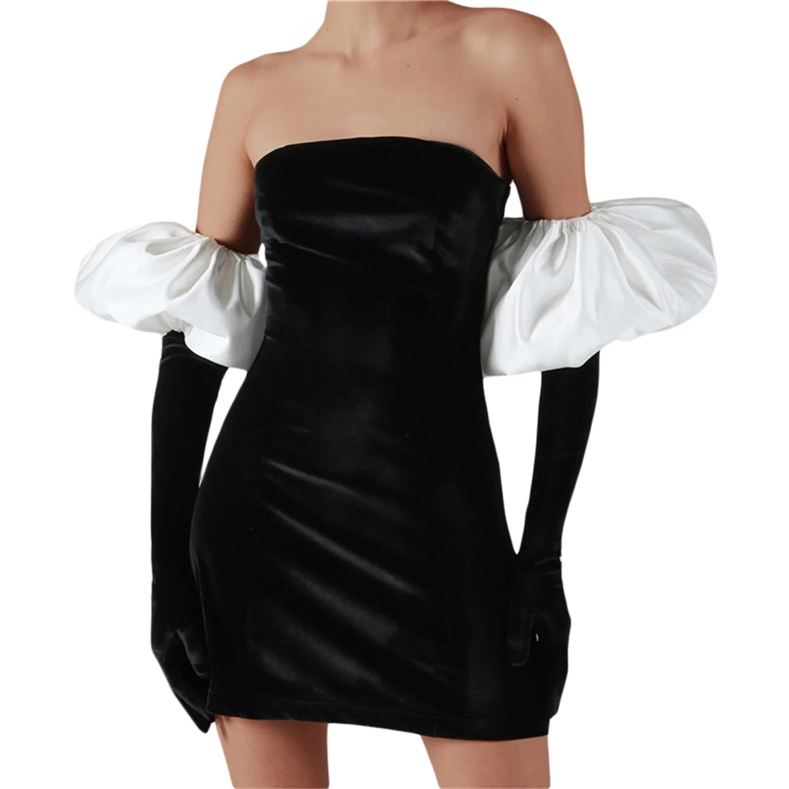 Retro Women Sexy Strapless Dress Puff Long Sleeve Wrap Chest Wrapped Hip Dress Winter Fashion Bodycon Dress
Retro Women Sexy Strapless Dress Puff Long Sleeve Wrap Chest Wrapped Hip Dress Winter Fashion Bodycon Dress
