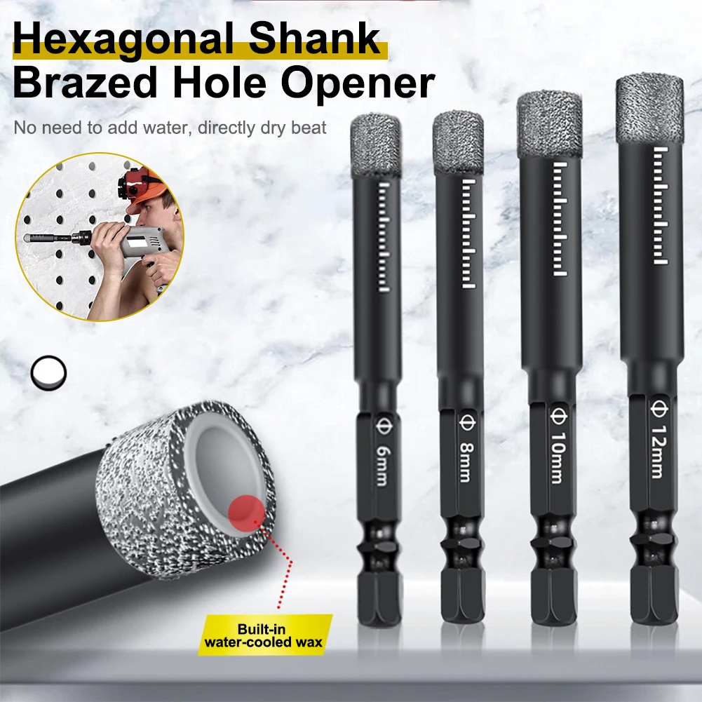 6/8/10/12mm Hex Handle Vacuum Brazed Diamond Dry Drill Bits Hole Saw Cutter For Granite Marble Ceramic Tile Glass
6/8/10/12mm Hex Handle Vacuum Brazed Diamond Dry Drill Bits Hole Saw Cutter For Granite Marble Ceramic Tile Glass