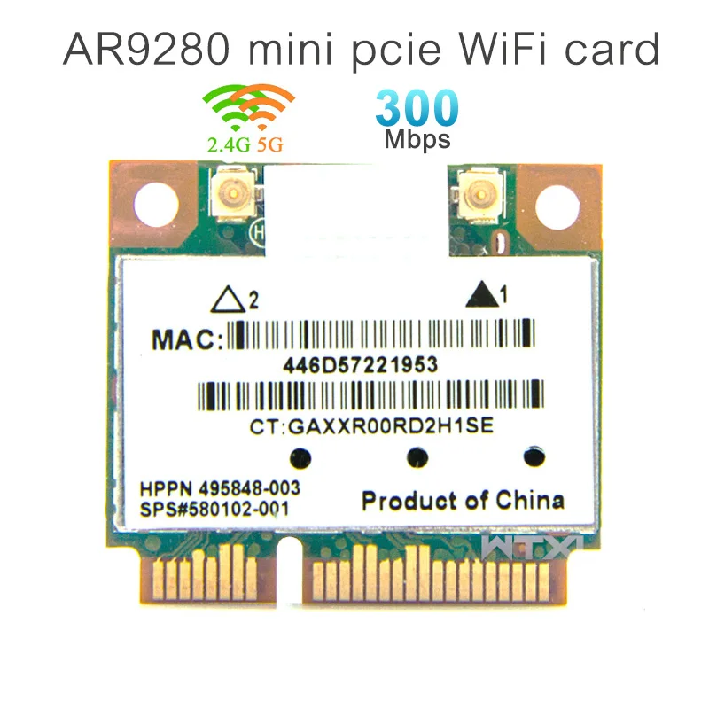 

Atheros AR9280 2.4ghz 5ghz WiFi Network Card WLAN Mini pci-express AR5BHB92 for Linux Hackintosh Win10 Wireless adapter