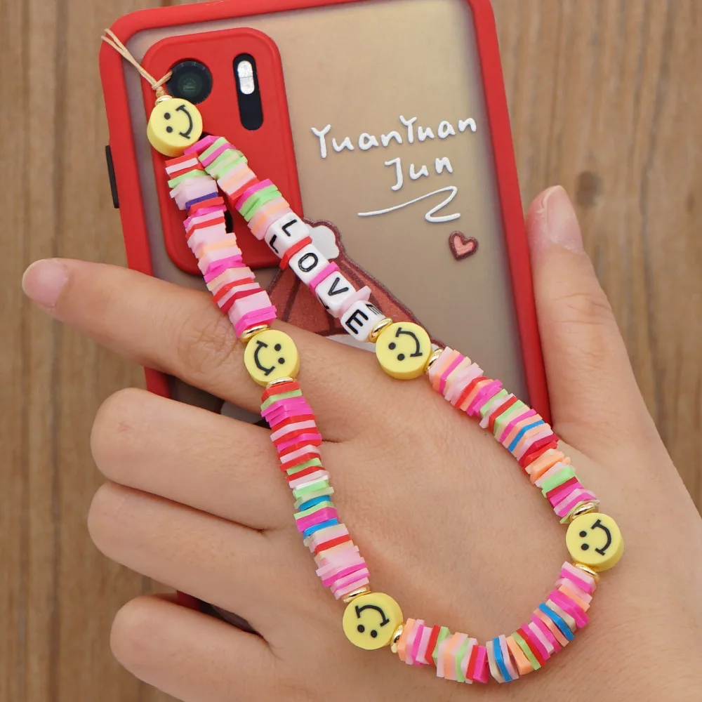 New Colorful Acrylic Bead Smile Mobile Phone Chain Cellphone Strap Anti-lost Lanyard For Women Summer Jewelry 2021
New Colorful Acrylic Bead Smile Mobile Phone Chain Cellphone Strap Anti-lost Lanyard For Women Summer Jewelry 2021