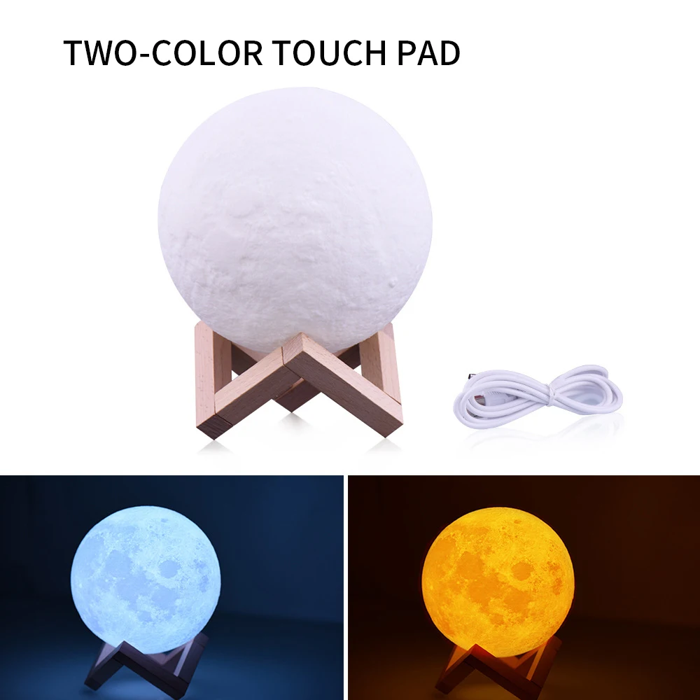 DC5V 1A Usb Night Light Touch Two-Colors Warm/White 3D Printed Moon Shape PLV Touch Round Lamp For Home Bedroom Desk Decorate
DC5V 1A Usb Night Light Touch Two-Colors Warm/White 3D Printed Moon Shape PLV Touch Round Lamp For Home Bedroom Desk Decorate
