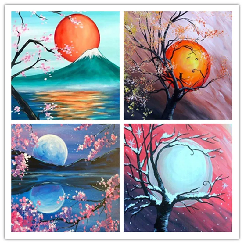 Full drilling Diamond Painting Landscape Sunset DIY Cross stitch Embroidery Seaside Picture Sunrise|Алмазная мозаика и