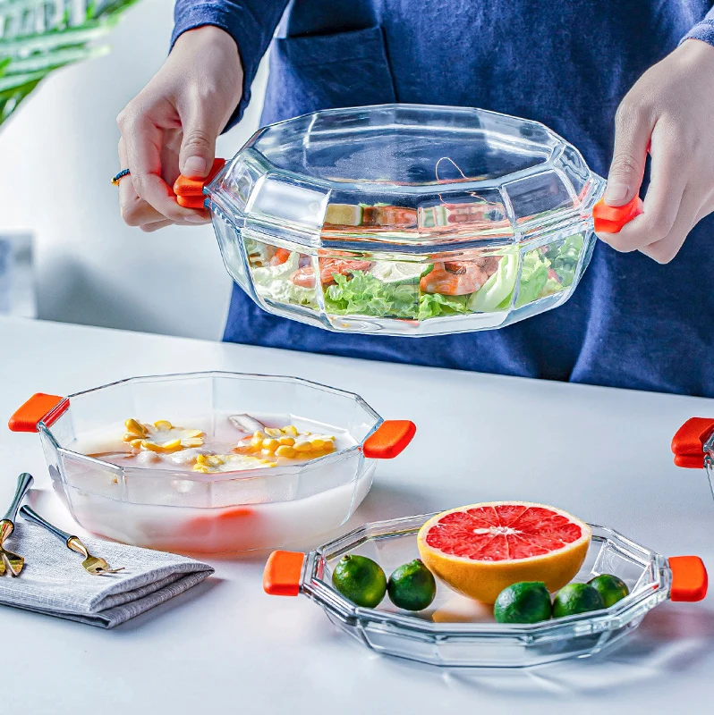 BFE Heat Resistant Glass Bowl With Lid Microwave Oven Use Dinnerware Large Rice Noodle Bowl Polygon Transparent Salad Bowl
BFE Heat Resistant Glass Bowl With Lid Microwave Oven Use Dinnerware Large Rice Noodle Bowl Polygon Transparent Salad Bowl