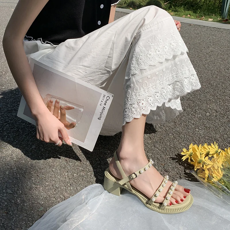 2021 Summer Med Pearl Sandals Shoes Buckle Strap Clear Heels Suit Female Beige Medium Gladiator New Black High Comfort Girls Bas
2021 Summer Med Pearl Sandals Shoes Buckle Strap Clear Heels Suit Female Beige Medium Gladiator New Black High Comfort Girls Bas