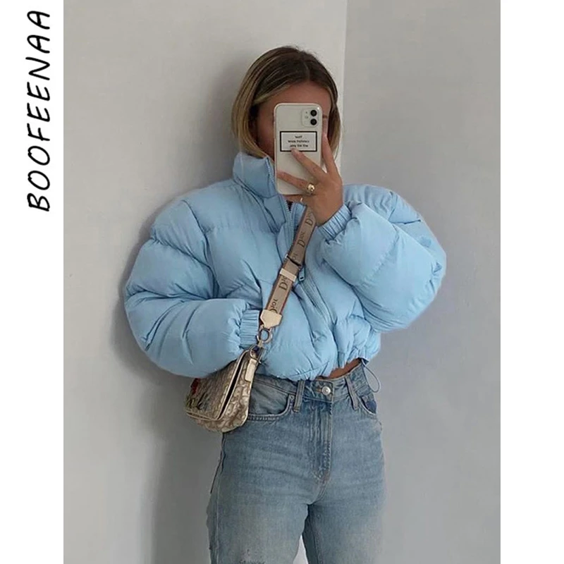 BOOFEENAA Zip Up Cropped Puffer Jacket Winter Clothes Women Blue Army Green Short Bubble Coat Parkas Warm Outwear C87-GZ62
BOOFEENAA Zip Up Cropped Puffer Jacket Winter Clothes Women Blue Army Green Short Bubble Coat Parkas Warm Outwear C87-GZ62