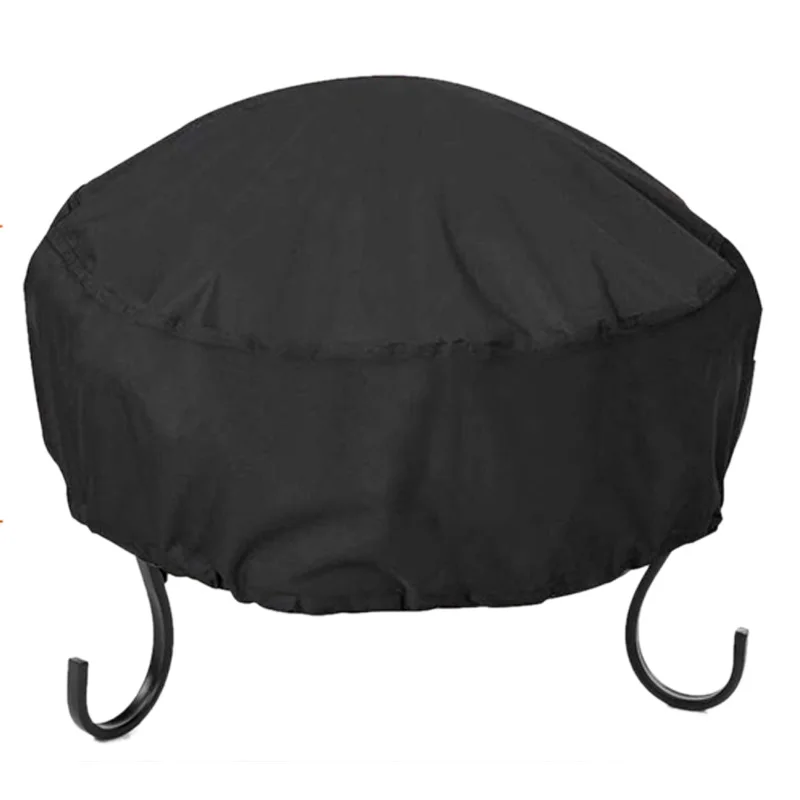 

Fire Pit Cover Round 34X16 Inch Waterproof 210D Oxford Cloth Heavy Duty Round Patio Fire Bowl Cover Round Firepit Cover Black