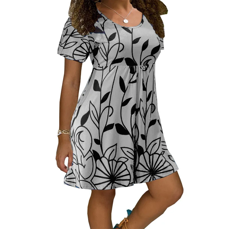 2021 New Summer Dresses Women Casual Short Sleeve O-Neck Print A-Line Dress Large Size Streetwear Sundress Loose Dress Vestidos
2021 New Summer Dresses Women Casual Short Sleeve O-Neck Print A-Line Dress Large Size Streetwear Sundress Loose Dress Vestidos