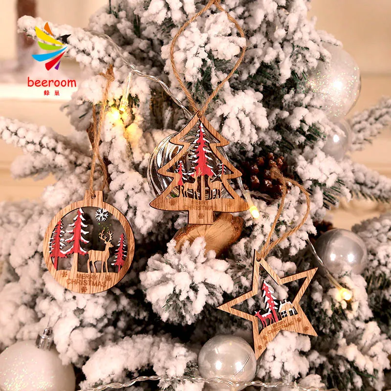 

6 шт./компл., деревянные рождественские украшения «сделай сам», мини-елочные украшения, Рождественская елка, олень, Рождественское украшение для вечеринки, для дома, новый год